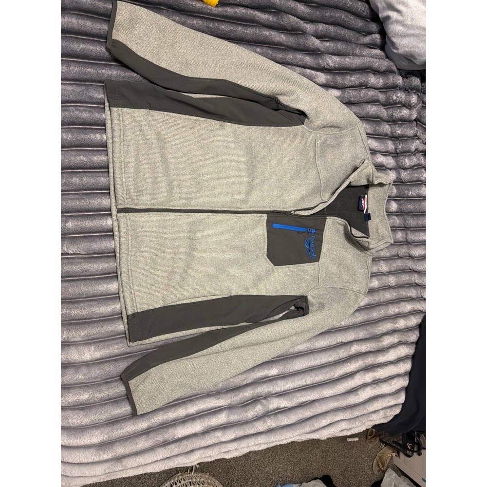Reebok Mens Full Zip Fleece Lined Performance Jacket Gray Charcoal Large
